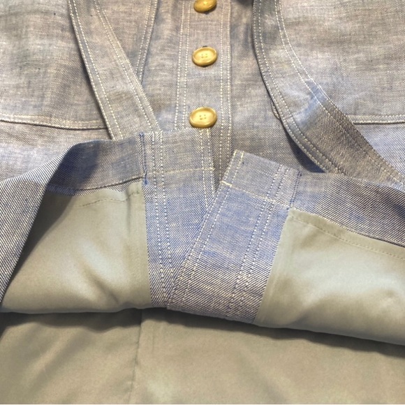 J.Crew Women’s 6P Irish Linen Brand New Button Front Skirt Blue NWT - Picture 8 of 10